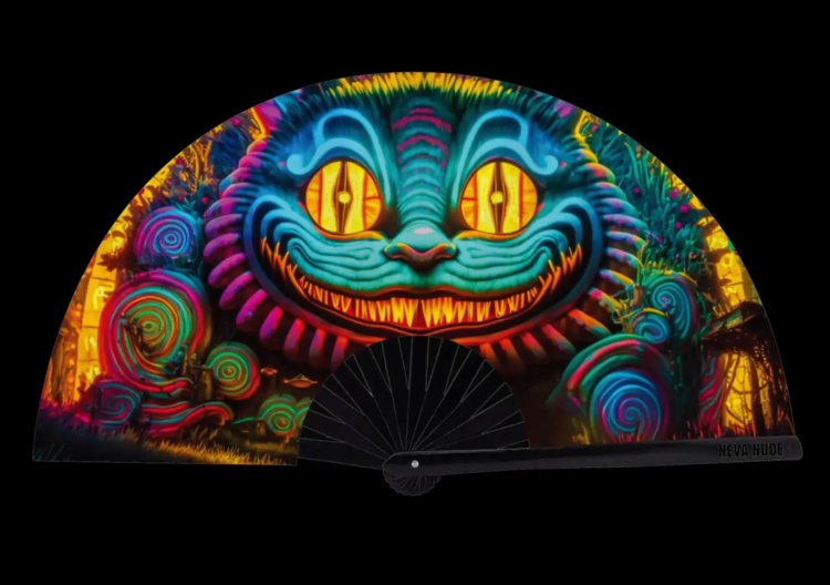 We're All Mad Here Blacklight Folding Fan