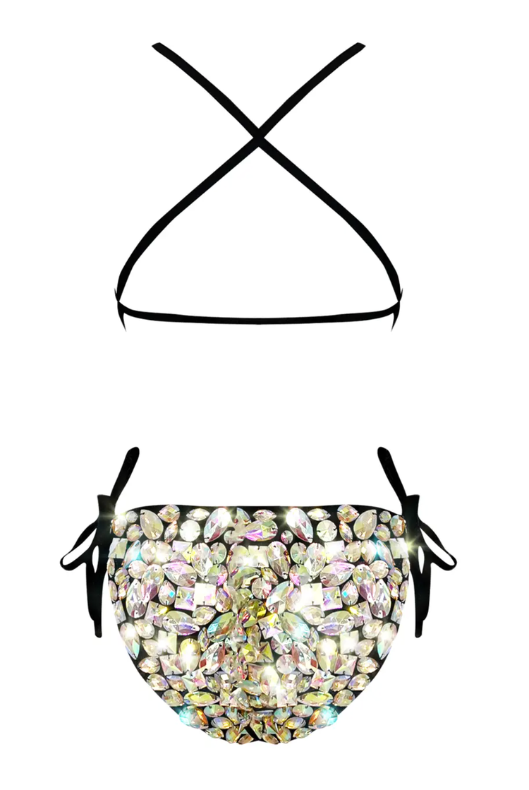 Lustrous Prism Black Crystal Bodysuit