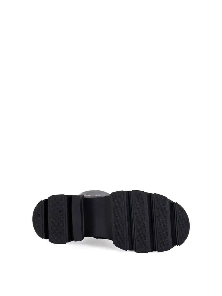 Black 3D Flower Combat Bootie