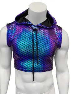 Purple Mermaid Hooded Crop Tank