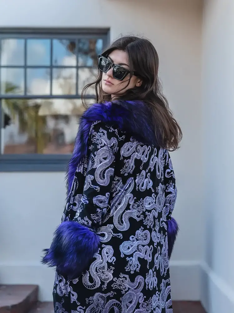 Penny Deluxe Nymeria Plum Faux Fur Coat