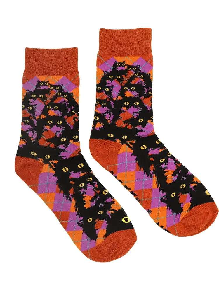 Argyle Kitty Socks-Burnt Sienna