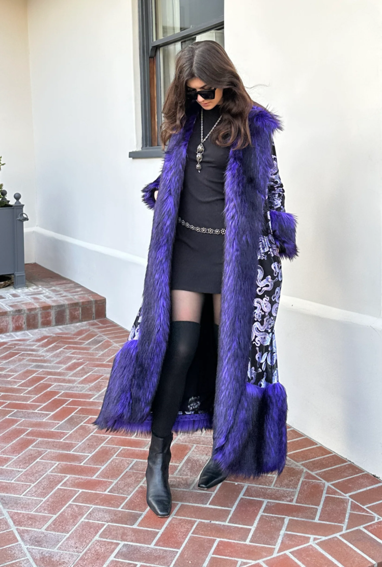 Penny Deluxe Nymeria Plum Faux Fur Coat