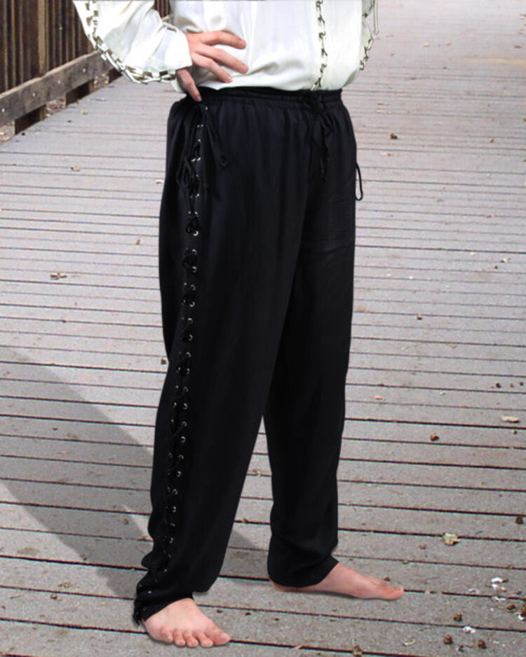 Black Side Lace-Up Pants