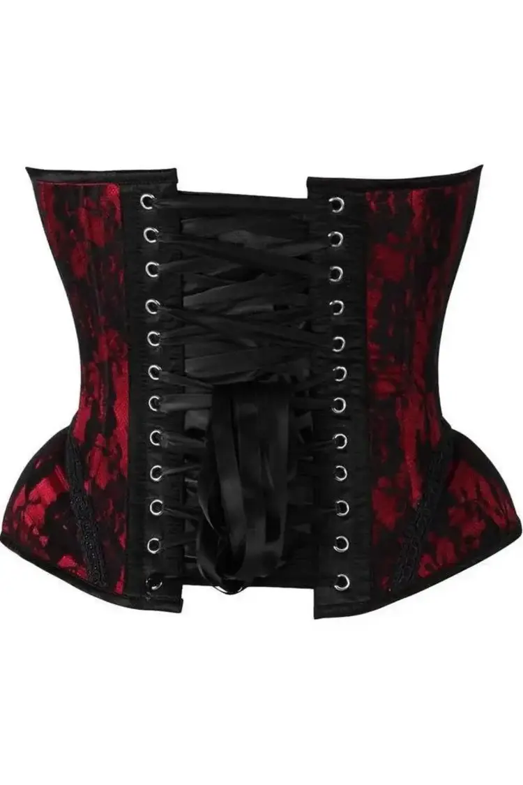 Red w/Black Lace Steel Boned Underwire Bustier Corset