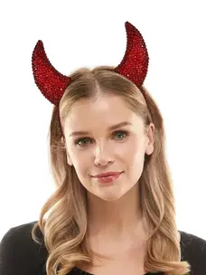 Red Rhinestone Devil Horns Headband