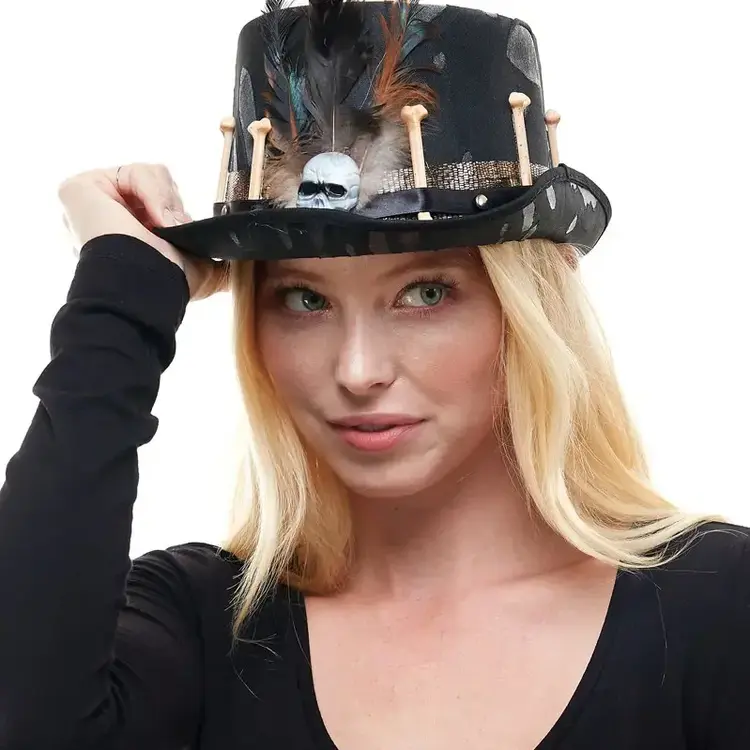 KBW GLOBAL CORP. Witch Doctor Feather Skull Hat