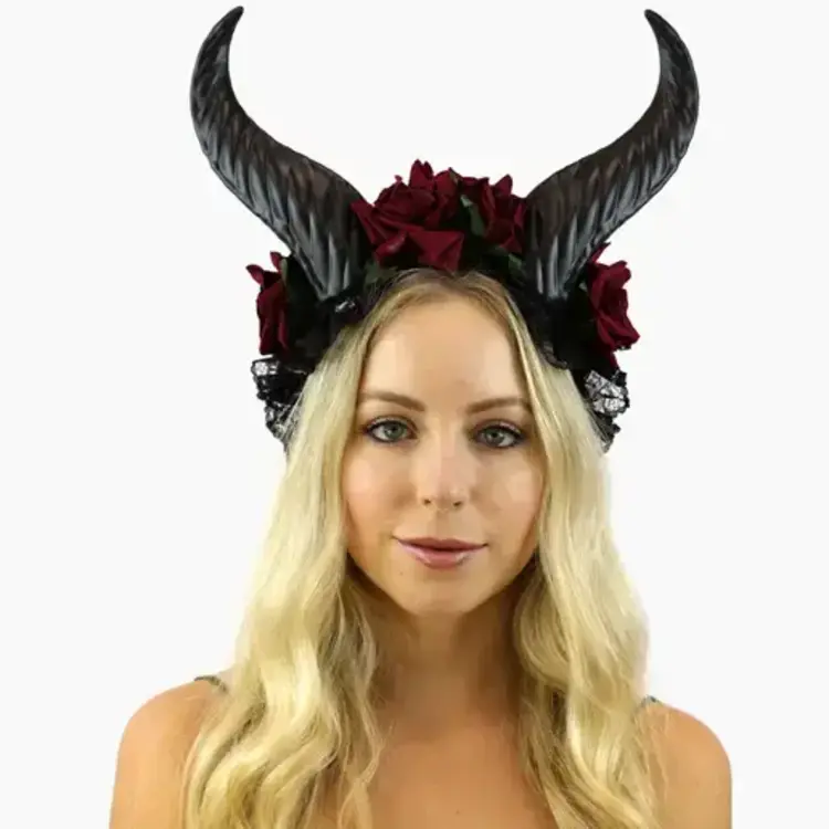 Red Floral Horns Headpiece