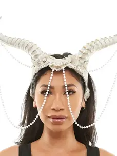 KBW GLOBAL CORP. White Pearl Horned Headpiece