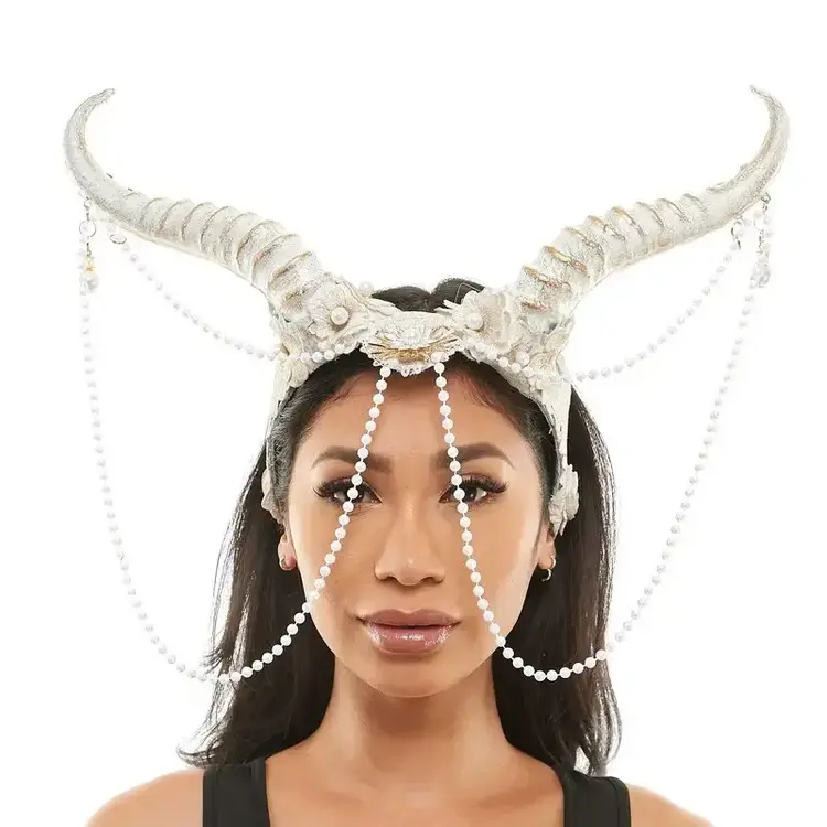 KBW GLOBAL CORP. White Pearl Horned Headpiece