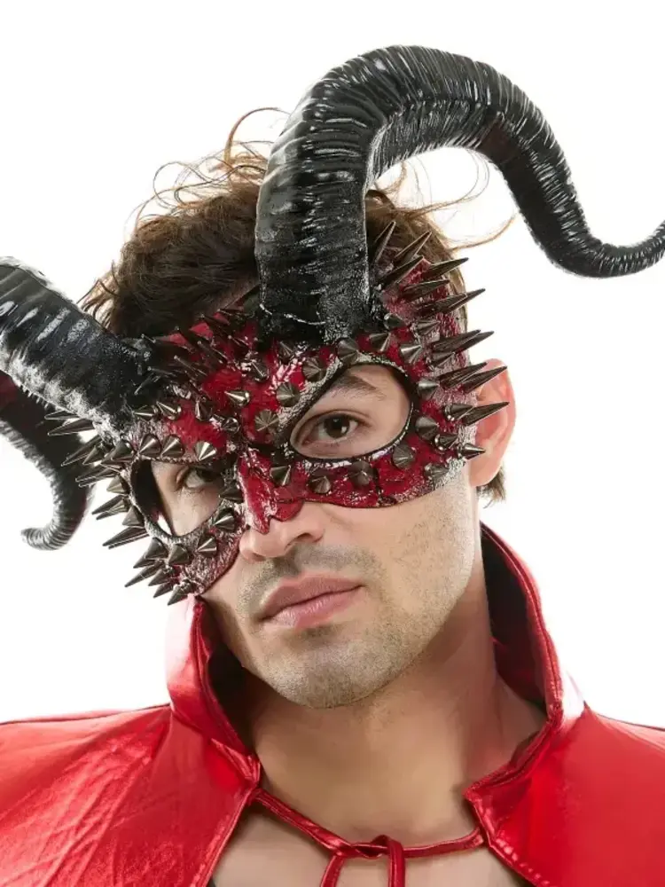 KBW GLOBAL CORP. Black & Red Devil Horn Spike Mask