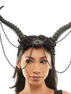 KBW GLOBAL CORP. Black Beaded Horned Headpiece