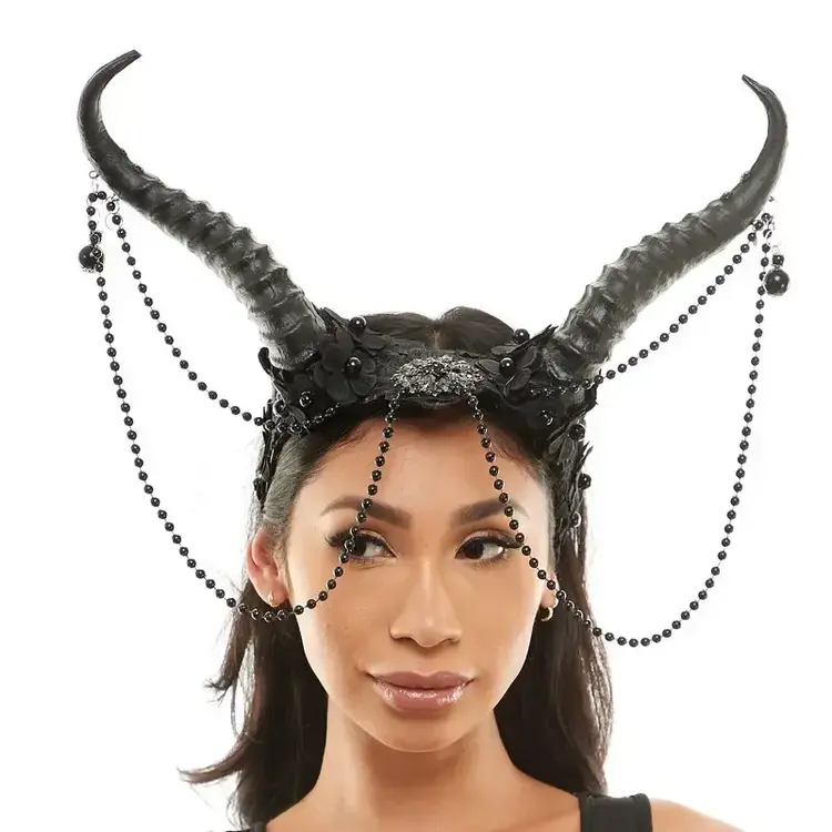 KBW GLOBAL CORP. Black Beaded Horned Headpiece