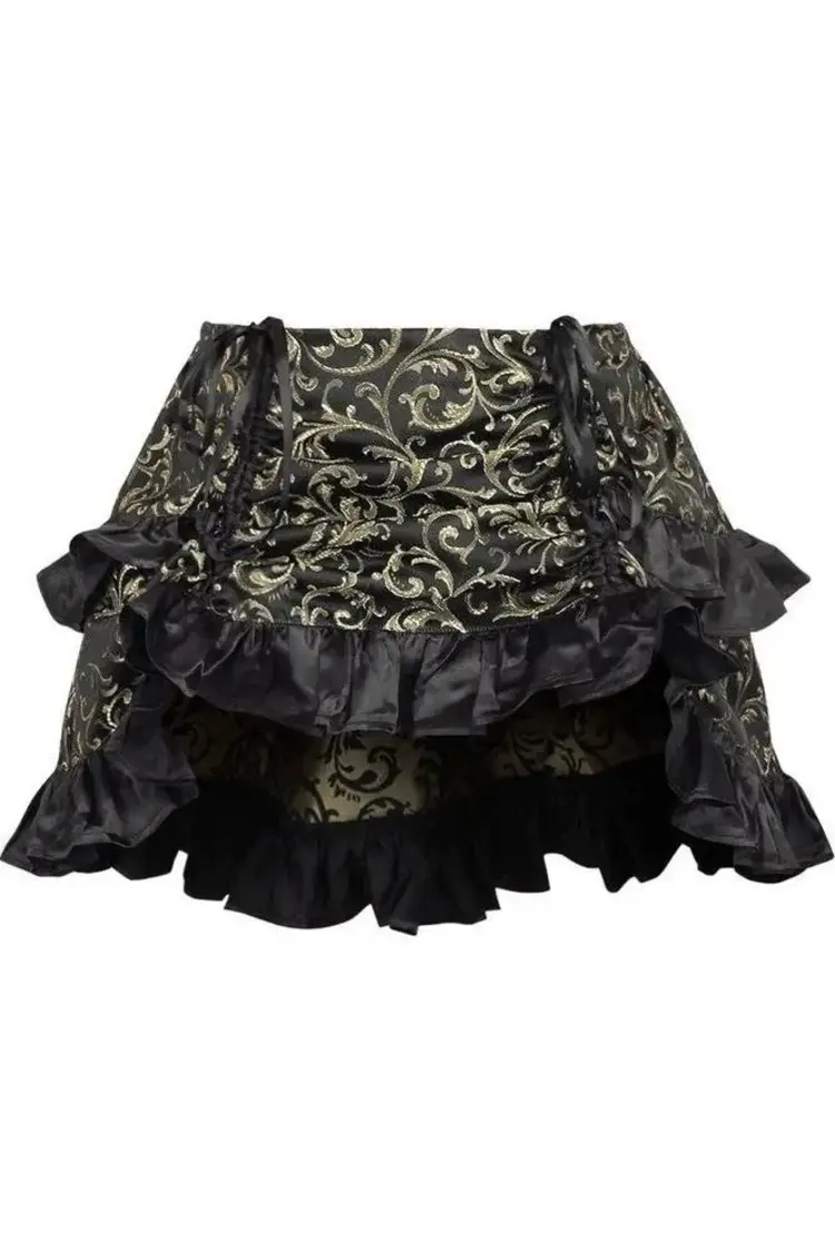 Gold/Black Brocade Ruched Bustle Skirt