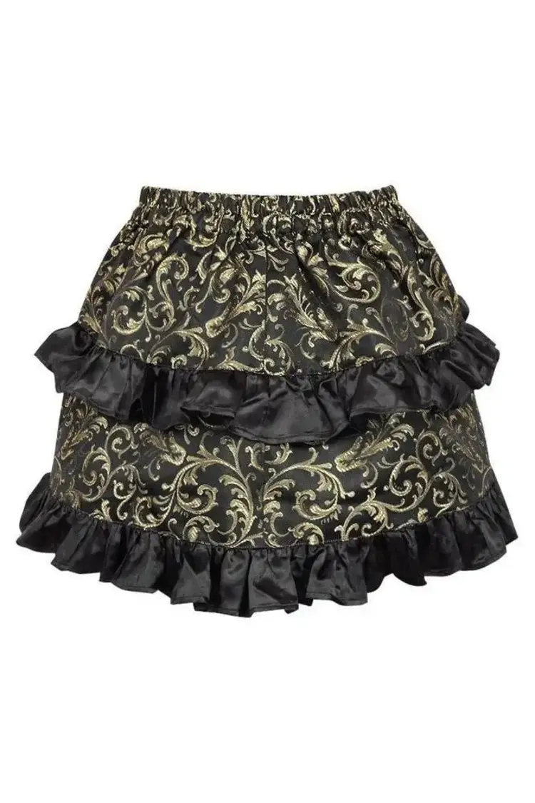 Gold/Black Brocade Ruched Bustle Skirt