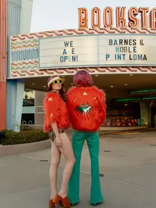 Planet Queen Orange Faux Fur Jacket