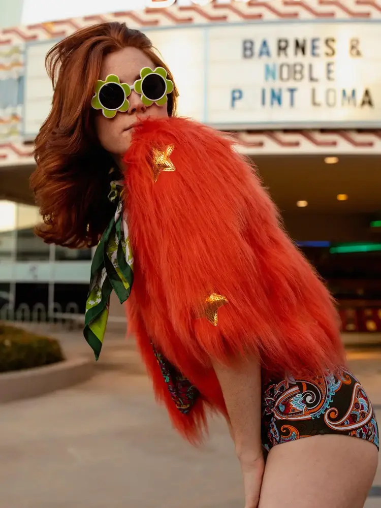 Planet Queen Orange Faux Fur Jacket