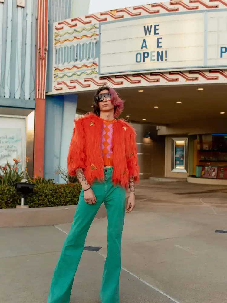 Planet Queen Orange Faux Fur Jacket