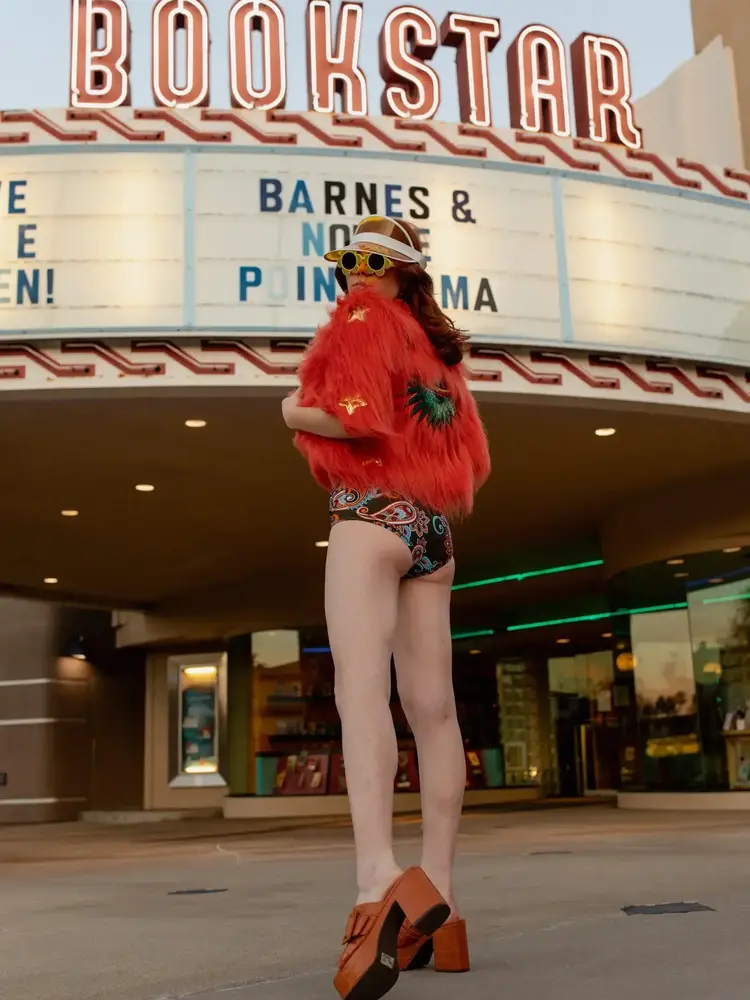 Planet Queen Orange Faux Fur Jacket