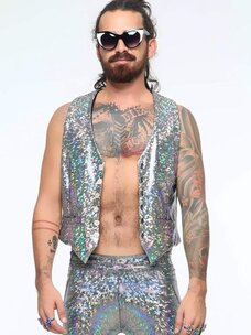 Mens Holographic Dancing Vest Disco Brawl