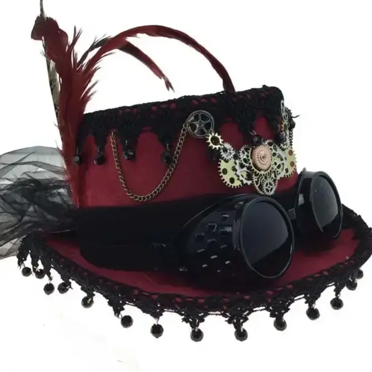 Red Steampunk Lace Top Hat