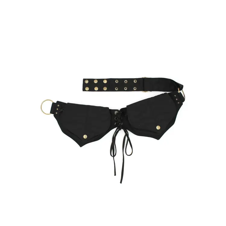Two Leaf Pocket Waist Hip Belt Black