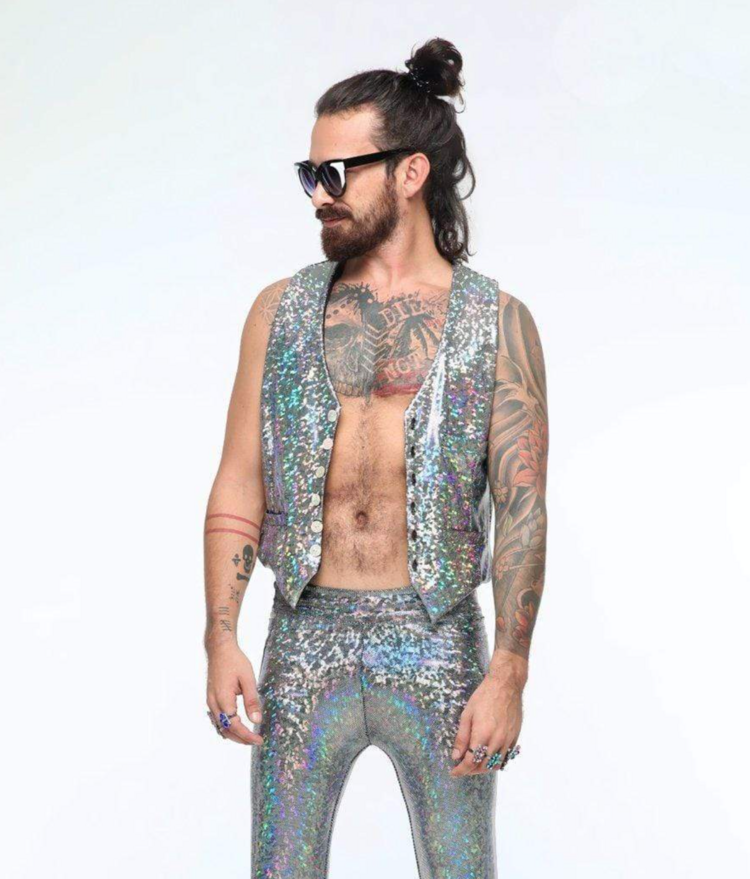 Mens Holographic Dancing Vest Up In Smoke