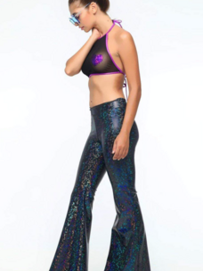 Women's Holographic Flares Cosmic Obsidian
