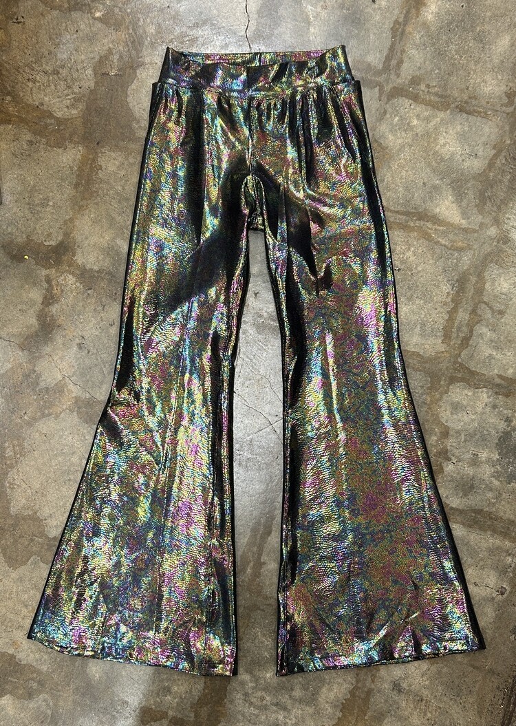 Women's Holographic Flares Cosmic Obsidian