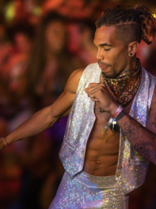Mens Holographic Dancing Vest Cosmic Obsidian