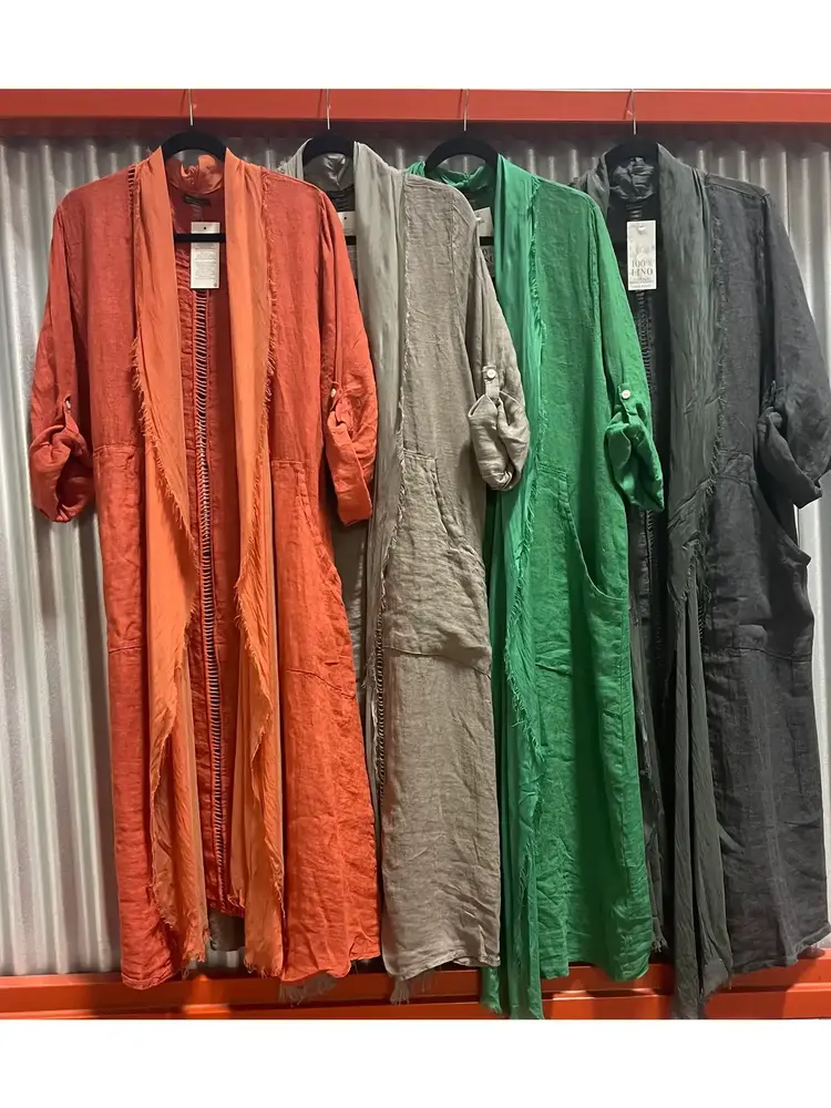 Dance In Paris Italian Linen and Silk Jacket w/ Frayed Edges Black