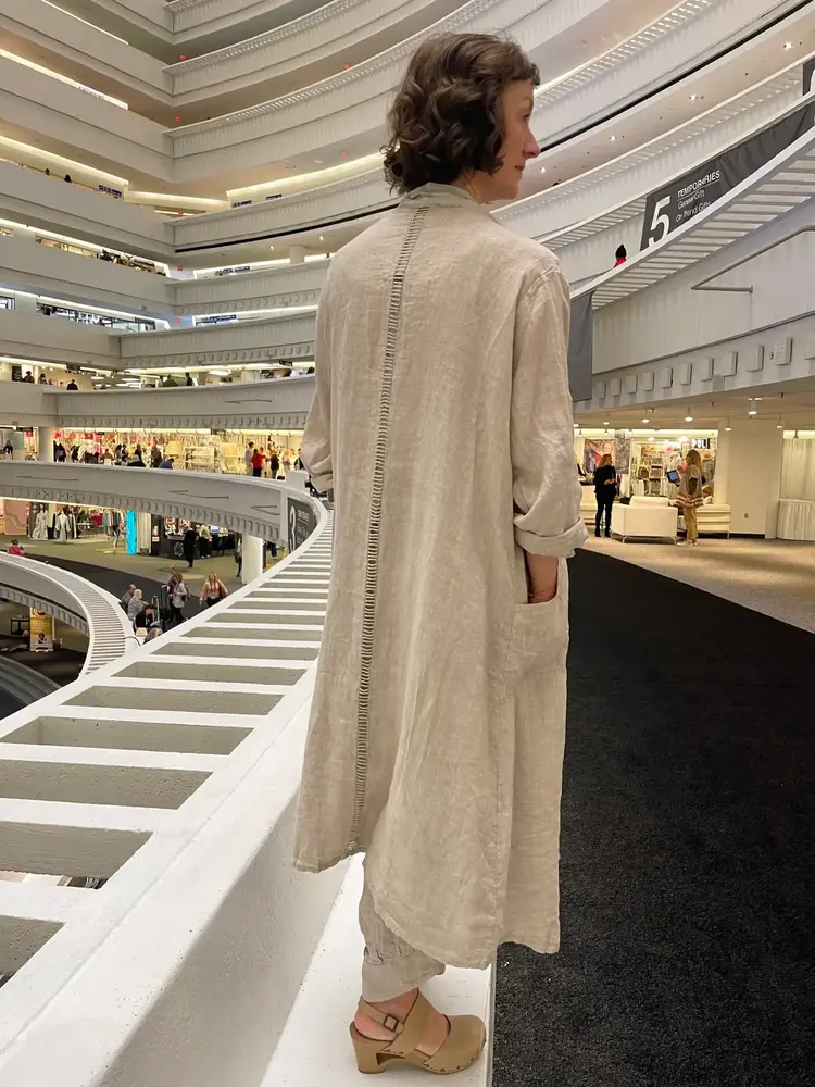 Dance In Paris Italian Linen and Silk Jacket w/ Frayed Edges Black