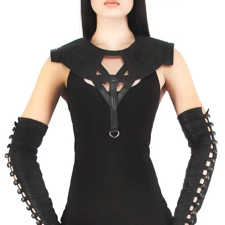 Jan Hilmer+Sparrow Isis Leather Statement Collar Black