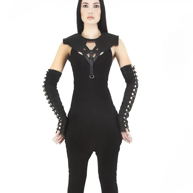 Isis Leather Statement Collar Black