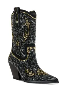 Scott Rhinestone Western Boot Black
