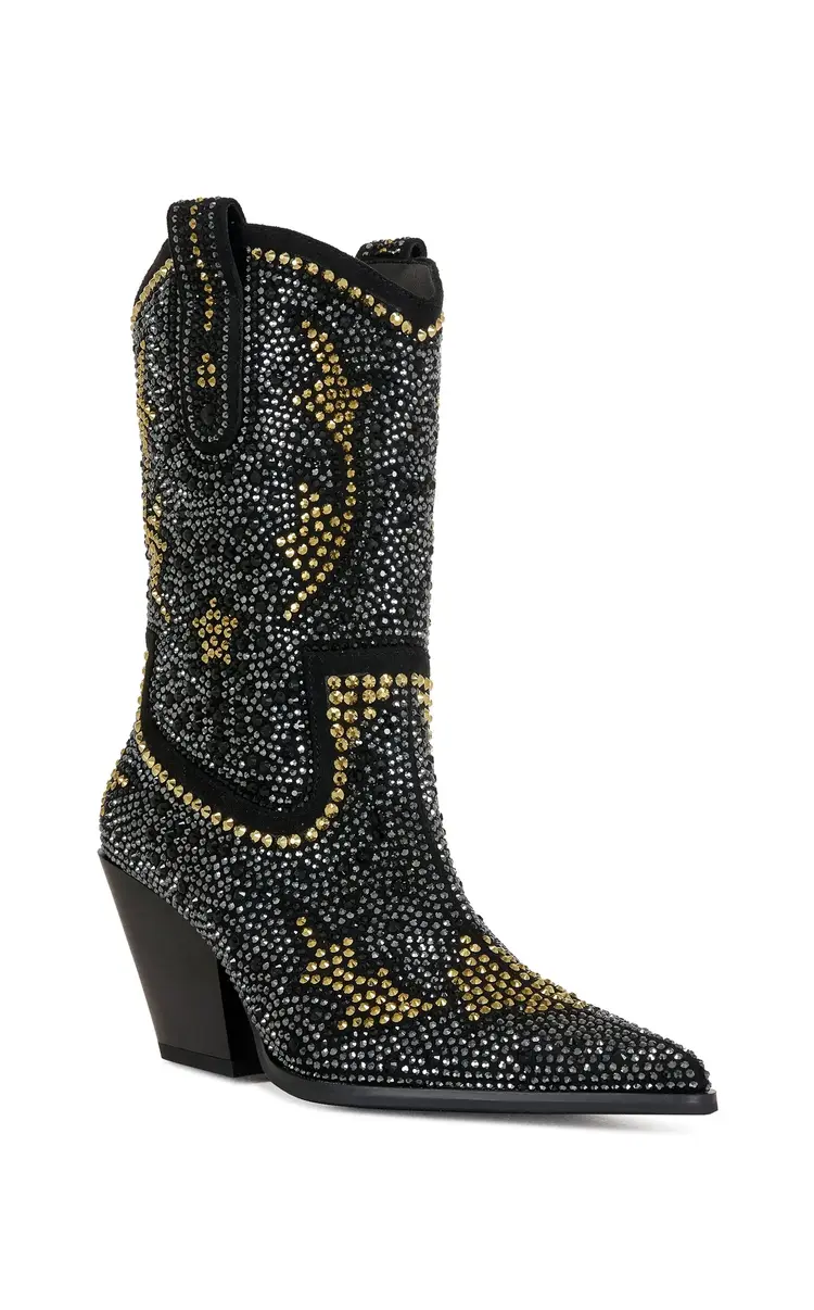 Scott Rhinestone Western Boot Black