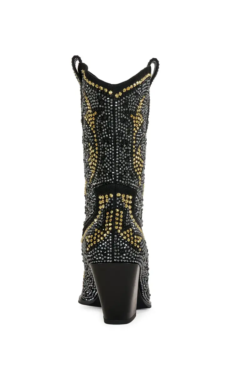 Scott Rhinestone Western Boot Black