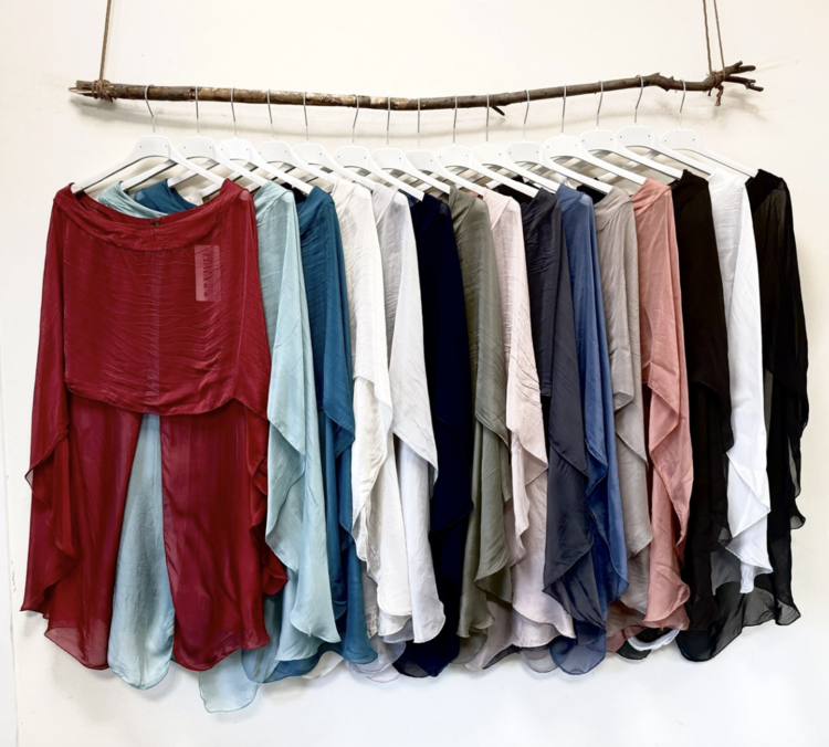 Dance In Paris Italian Silk Topper Poncho White