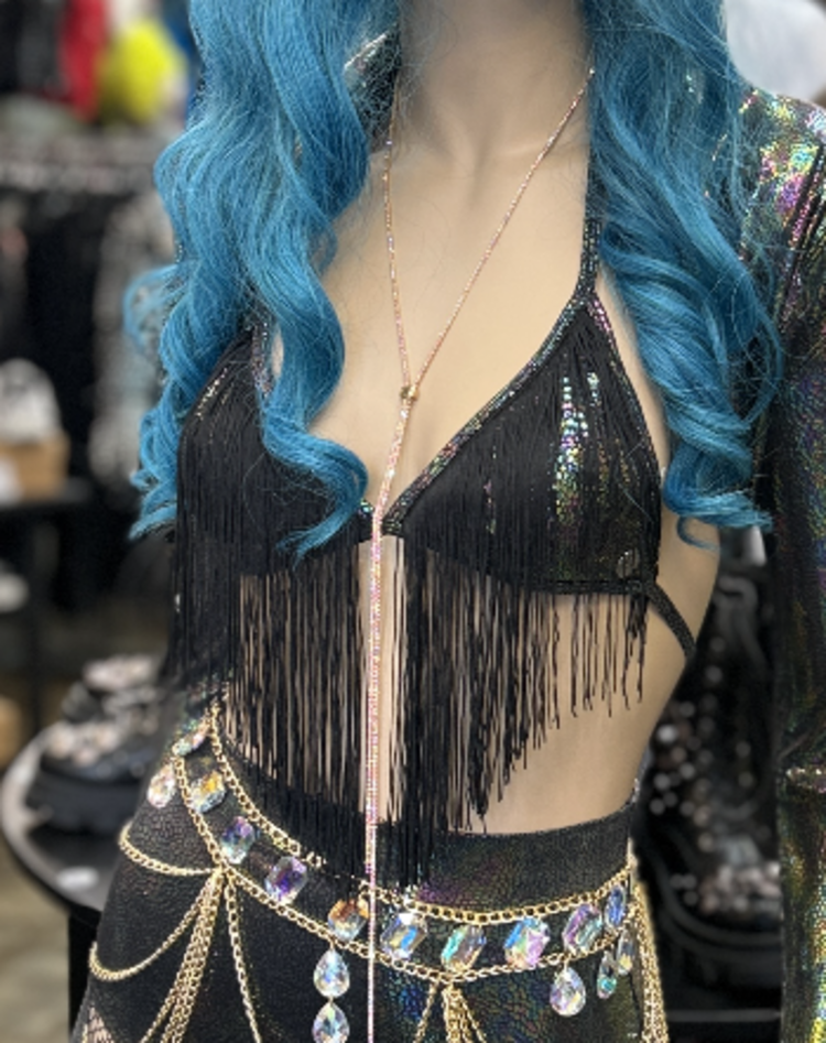 Fringe Benefits Halter Top Cosmic Obsidian/Black