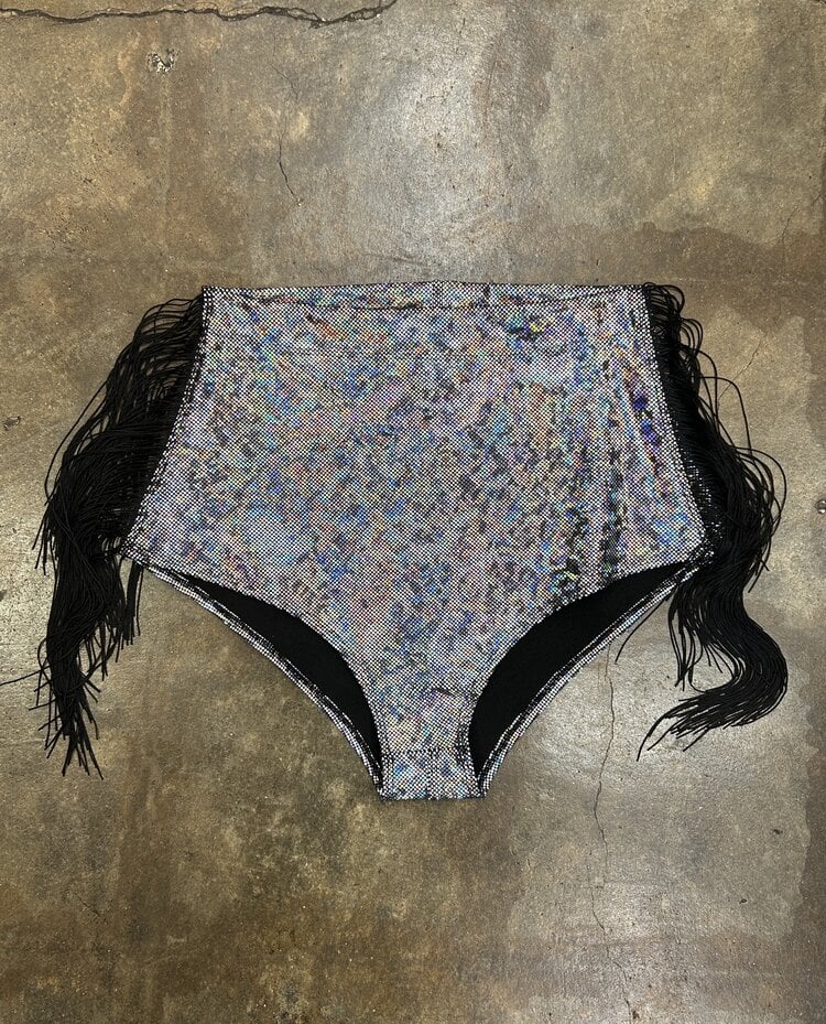 Holographic Fringe Hot Pants Disco Brawl