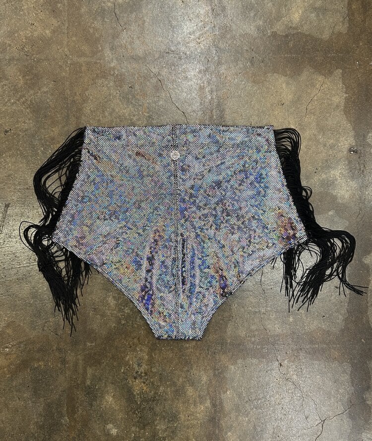 Holographic Fringe Hot Pants Disco Brawl