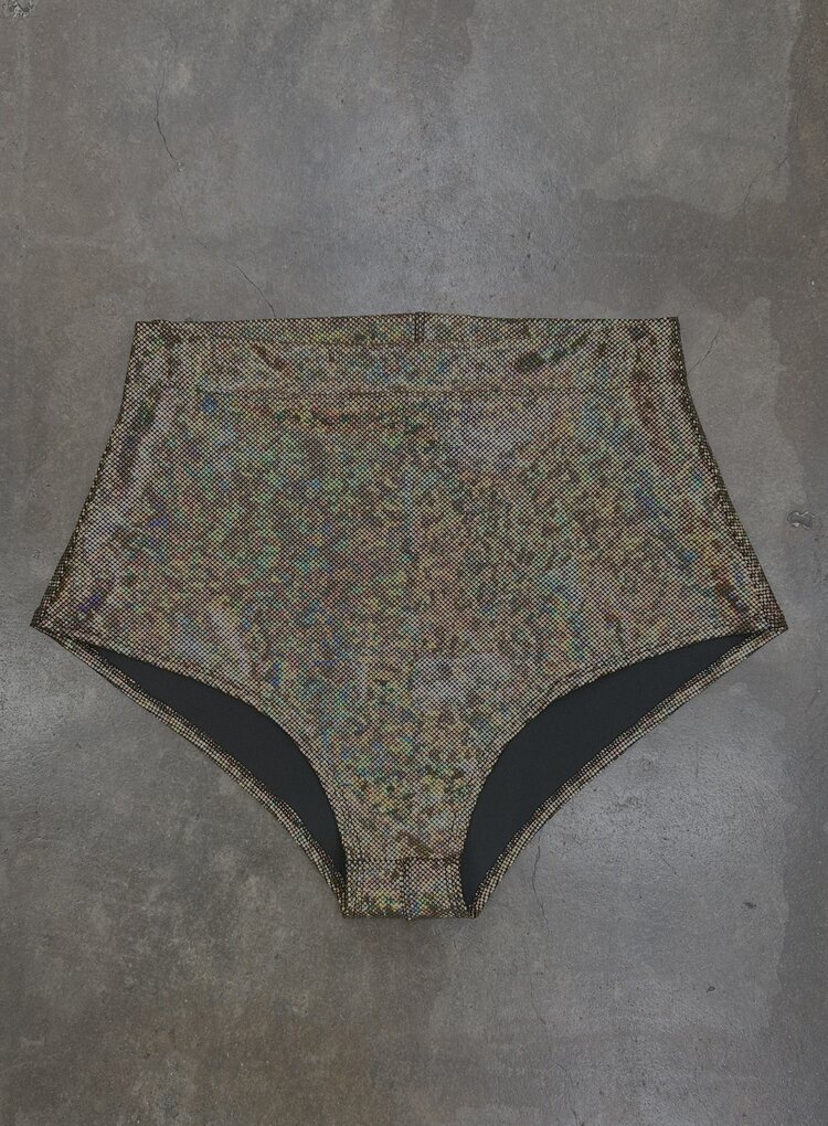 Holographic Hot Pants Gold Rush