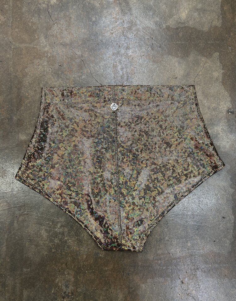 Holographic Hot Pants Gold Rush