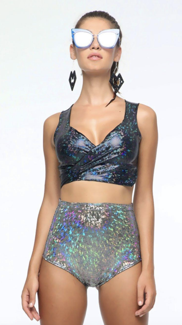 Holographic Hot Pants Gold Rush