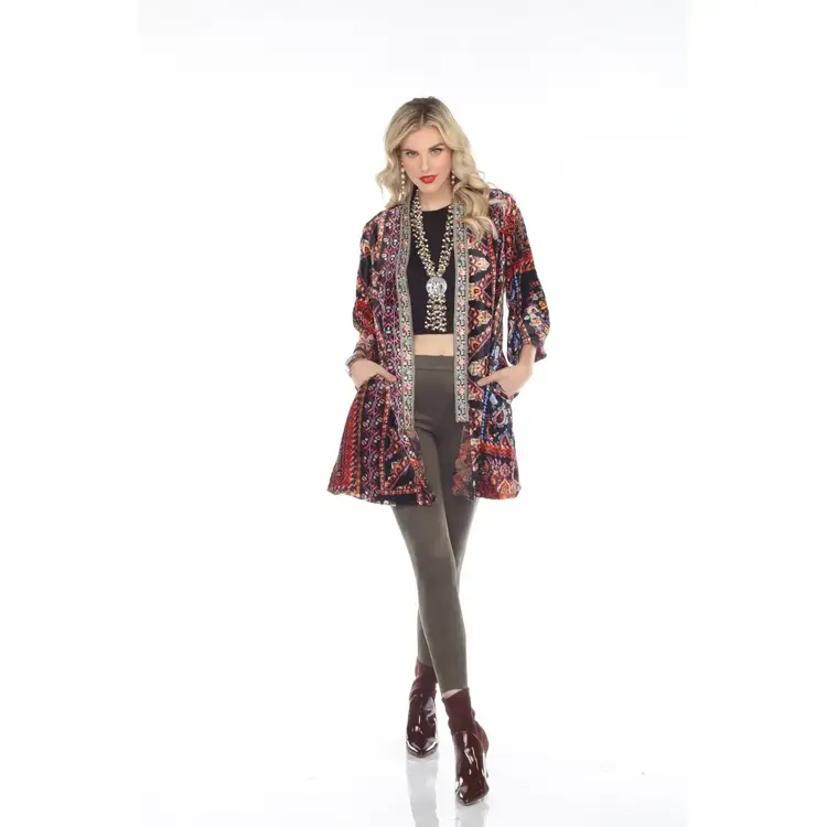 Aris A Bohemian Reversible Jacket with Ethnic Print Lining Multicolor