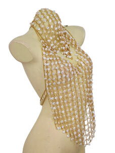 Pearl and Chain Hooded Beaded Chainmail Halter Top Body Jewelry