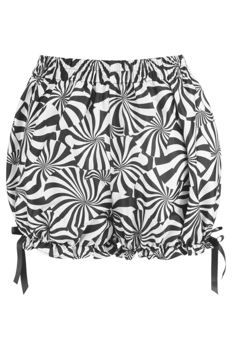 Black & White Crepe Swirl Print Bloomers Regular
