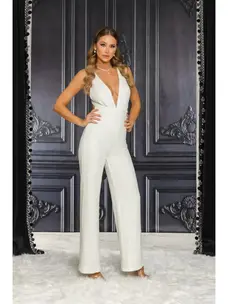 Ricarica Inc Sequin Multi Way Top Wide Leg Jumpsuit Winter White
