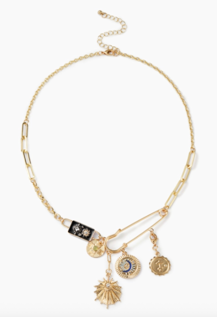 Celestial Black Coin Charm Black Moon Necklace