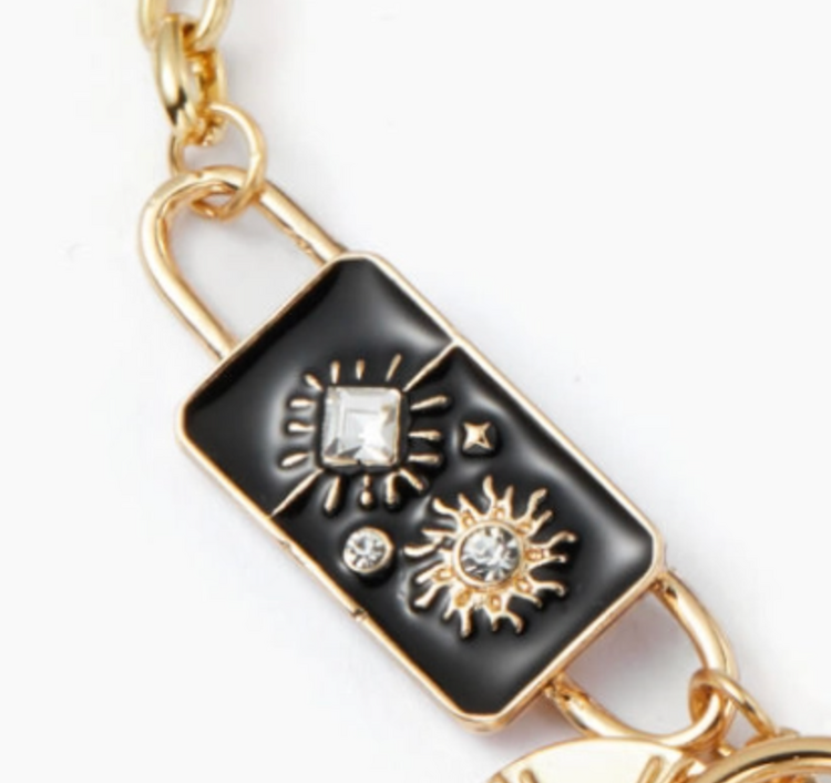 Celestial Black Coin Charm Black Moon Necklace